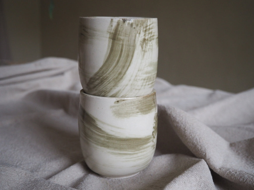 Tumbler With Green Strokes