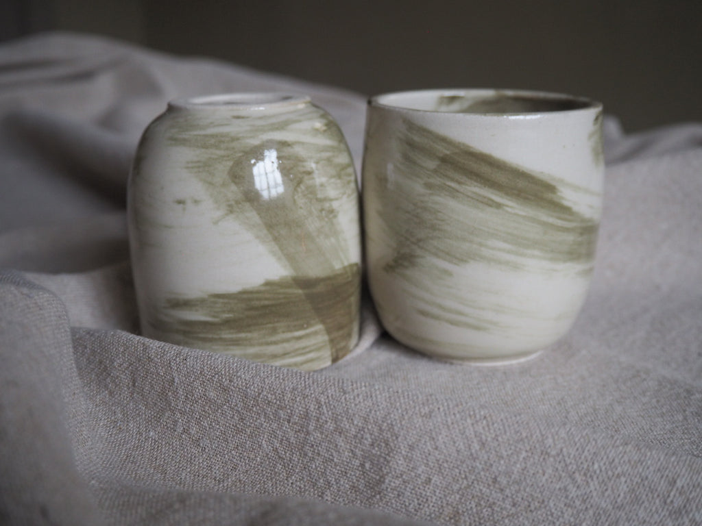 Tumbler With Green Strokes