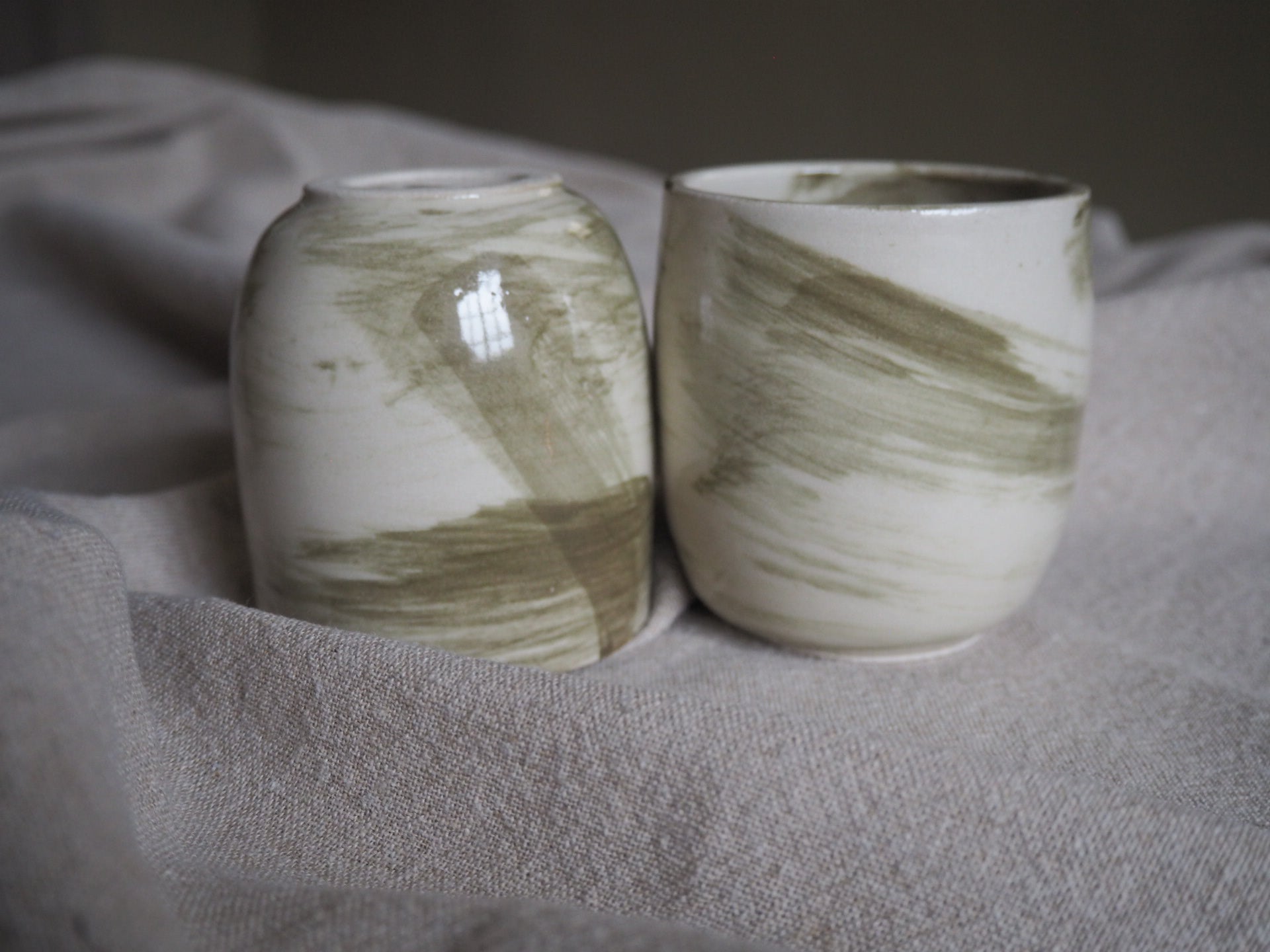 Tumbler With Green Strokes