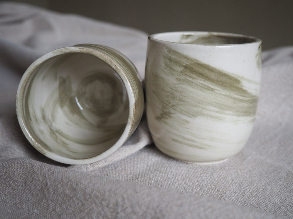 Tumbler With Green Strokes