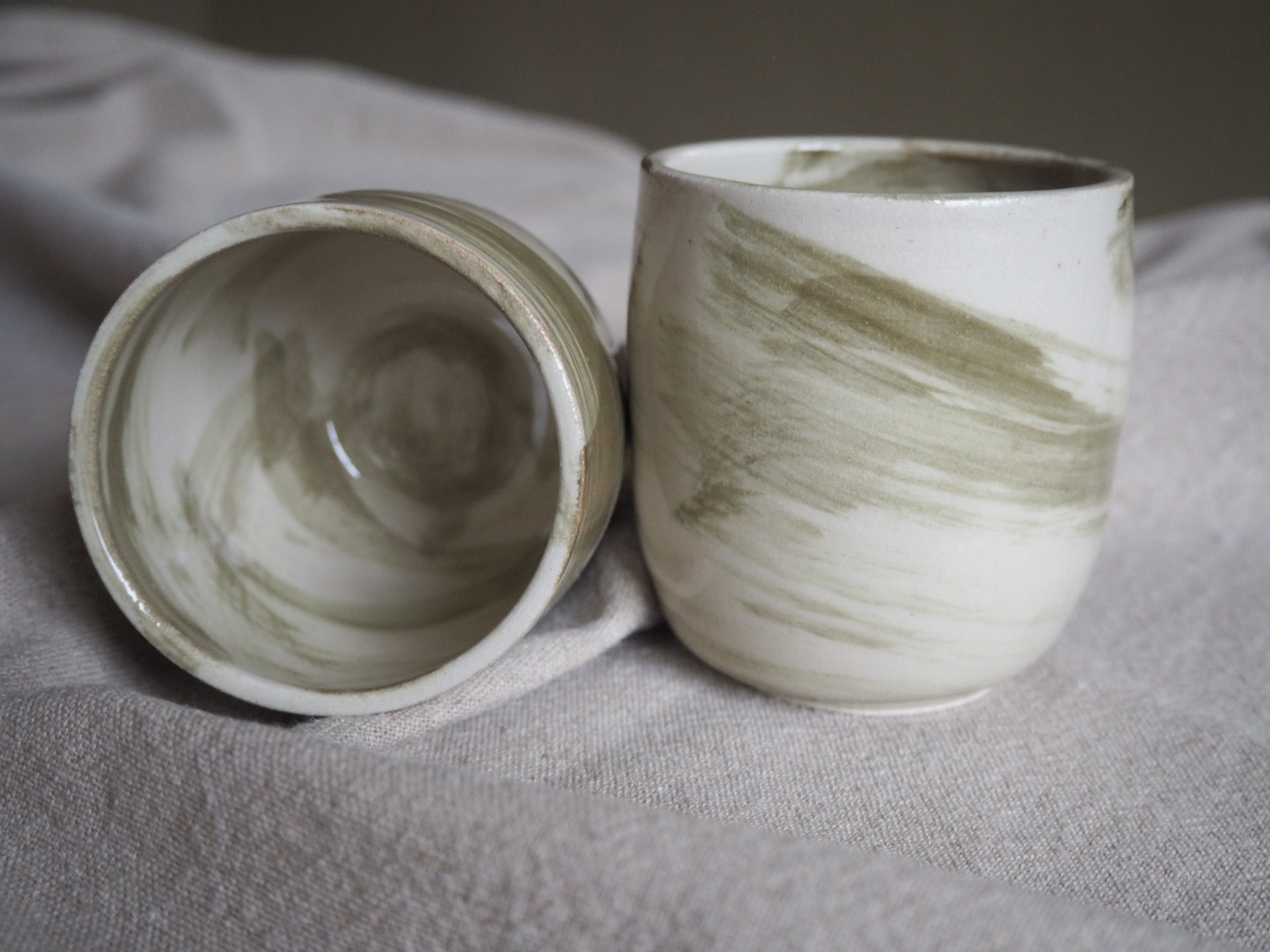 Tumbler With Green Strokes