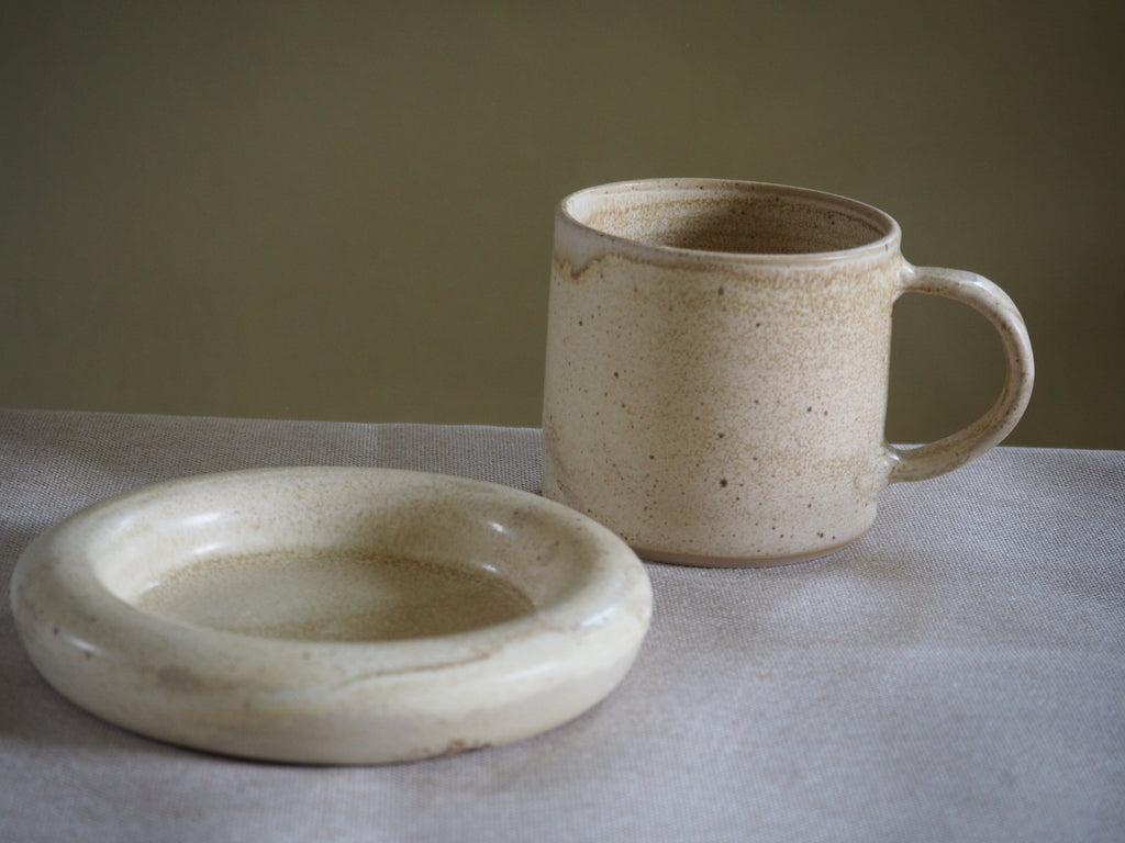 Bubble Coaster Mug Set Cream